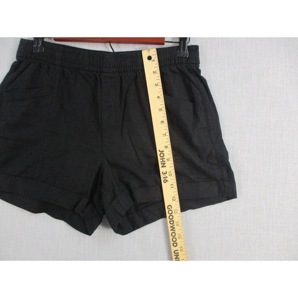 Old Navy Womens XS Black High-Rise Linen Blend Elastic Waist‎ Shorts Pocketed